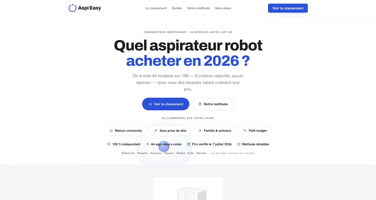 Aperçu du comparateur Aspi Easy