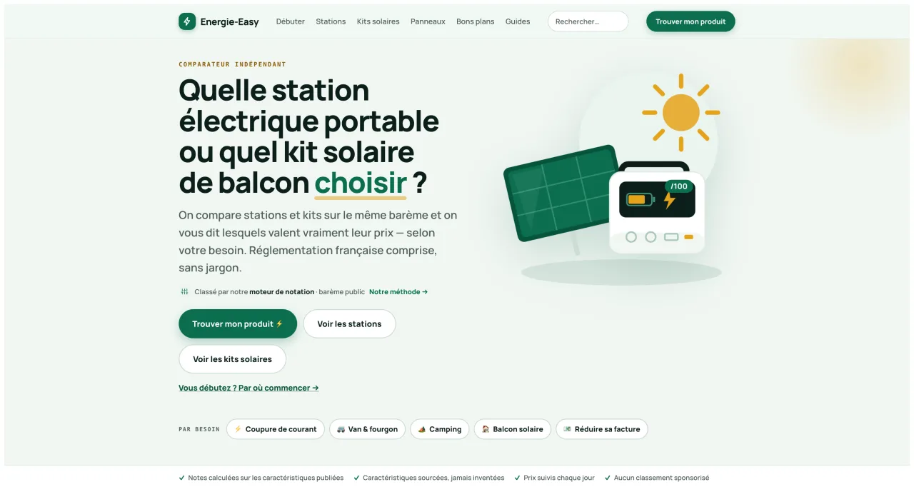 Aperçu du comparateur Energie Easy