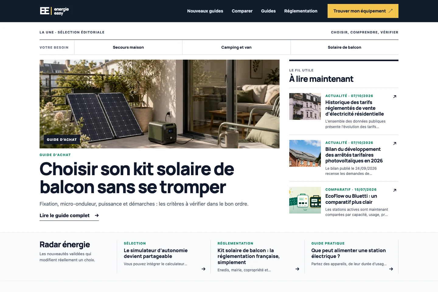 Aperçu du comparateur Energie Easy